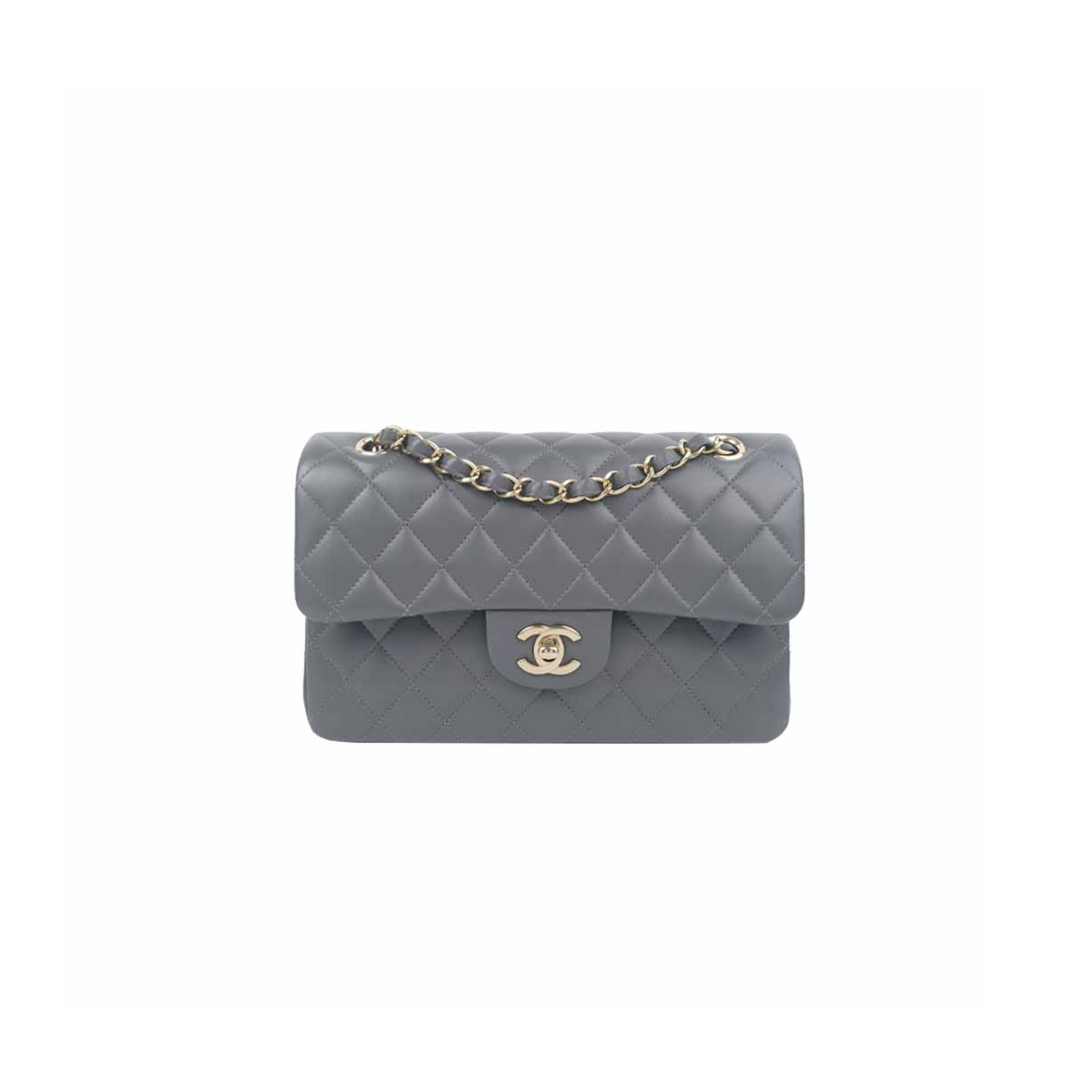 Ch*el double flap medium dark grey as1117 (23*14.5*6cm)
